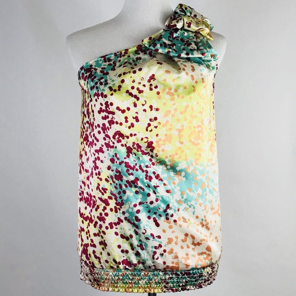 The Limited Womens Shirt Size XSmall One Shoulder Bow Multi Color Blouse Top
